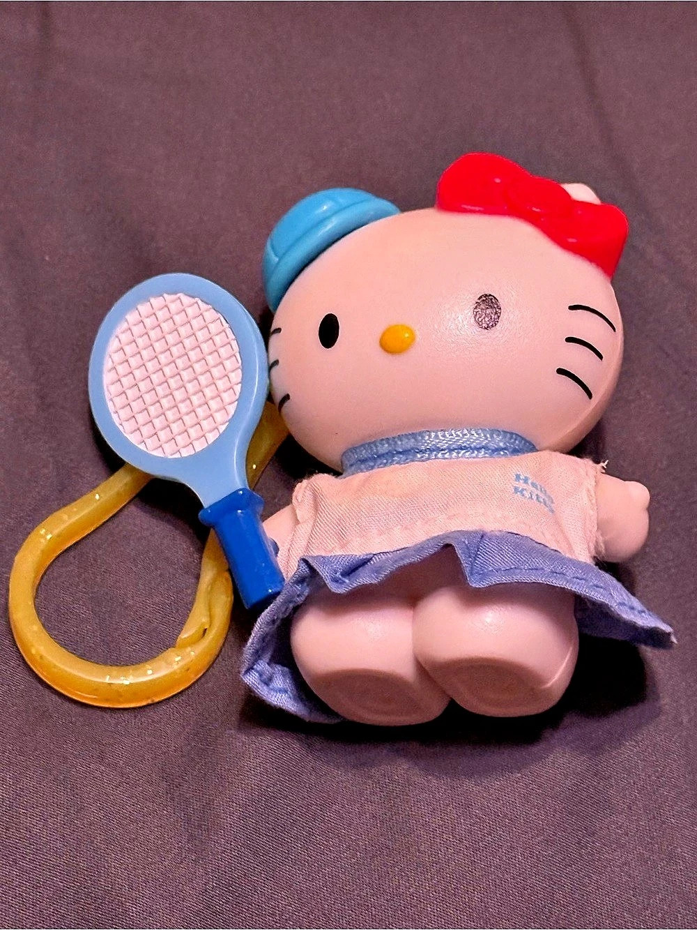 Sanrio Hello Kitty Tennis Player Clip-On Figure Pink & Blue bag clip